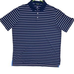 Ralph Lauren Golf Polo Shirt Mens XL  Short Sleeve Wicking Active Striped Navy
